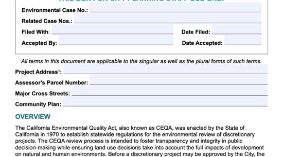 ENVIRONMENTAL ASSESSMENT FORM