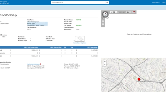 Search results table