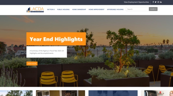 County of Los Angeles website with orange text