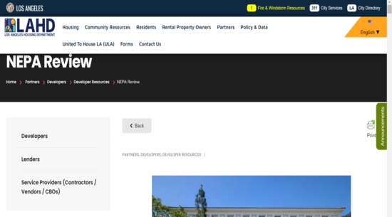 LAHD's NEPA Review website