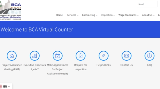 Bureau of Contract Administration Virtual Counter Landing Page