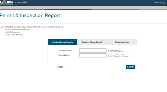 LADBS - Permit and Inspection Report Landing Page