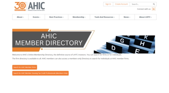 AHIC Member Directory Landing Page