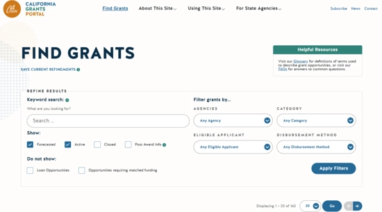 California Grants Portal Website